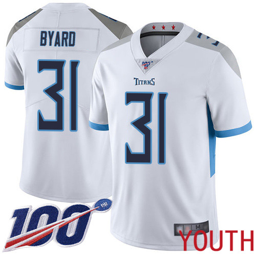 Tennessee Titans Limited White Youth Kevin Byard Road Jersey NFL Football #31 100th Season Vapor Untouchable->youth nfl jersey->Youth Jersey